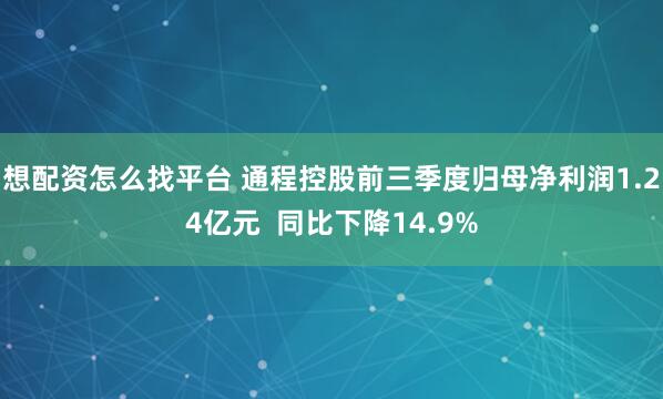 想配资怎么找平台 通程控股前三季度归母净利润1.24亿元  同比下降14.9%